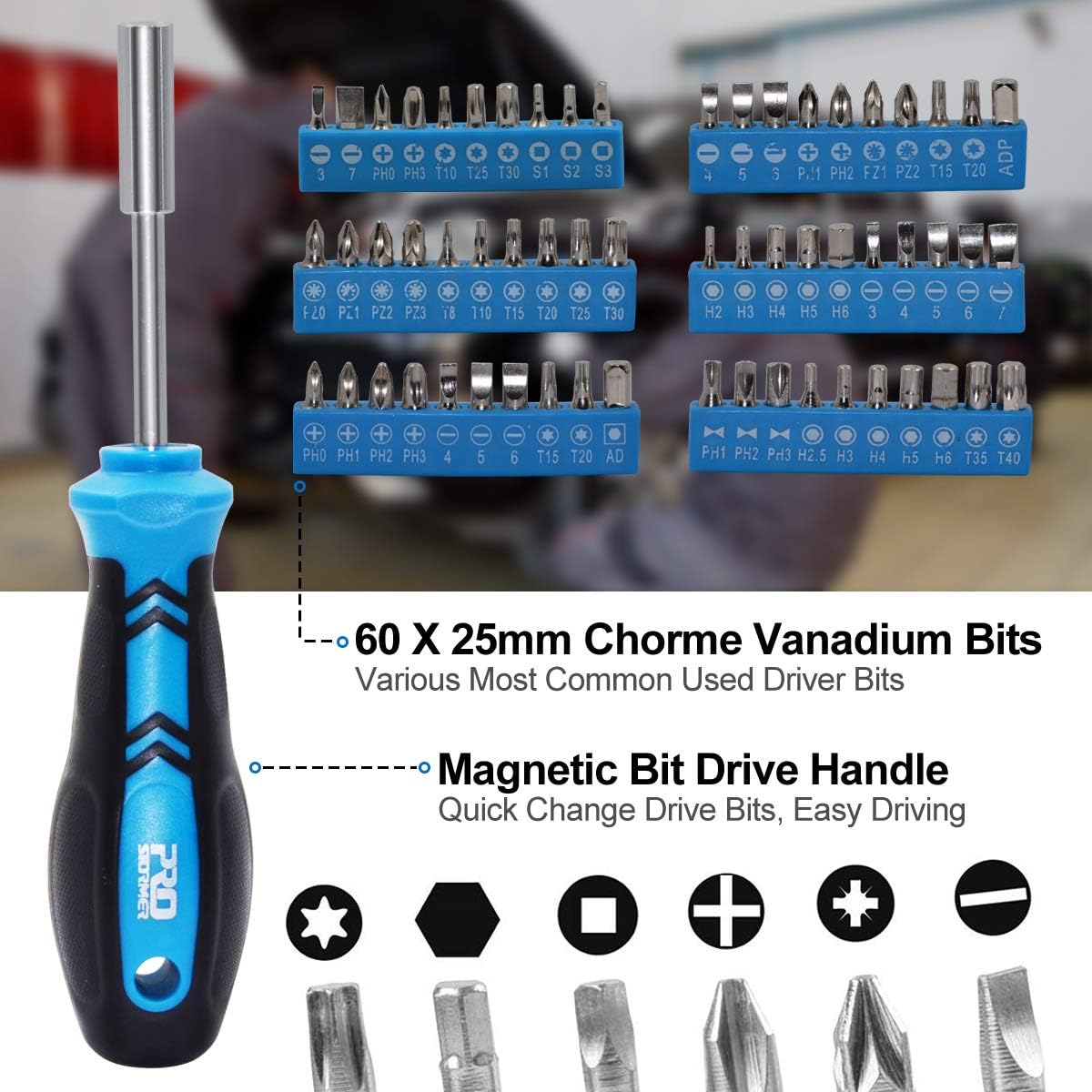 Prostormer 228-Piece Mechanics Tool Set, General Purpose Mixed Sockets and Wrenches Auto Repair Tool Kit with Plastic Storage Case