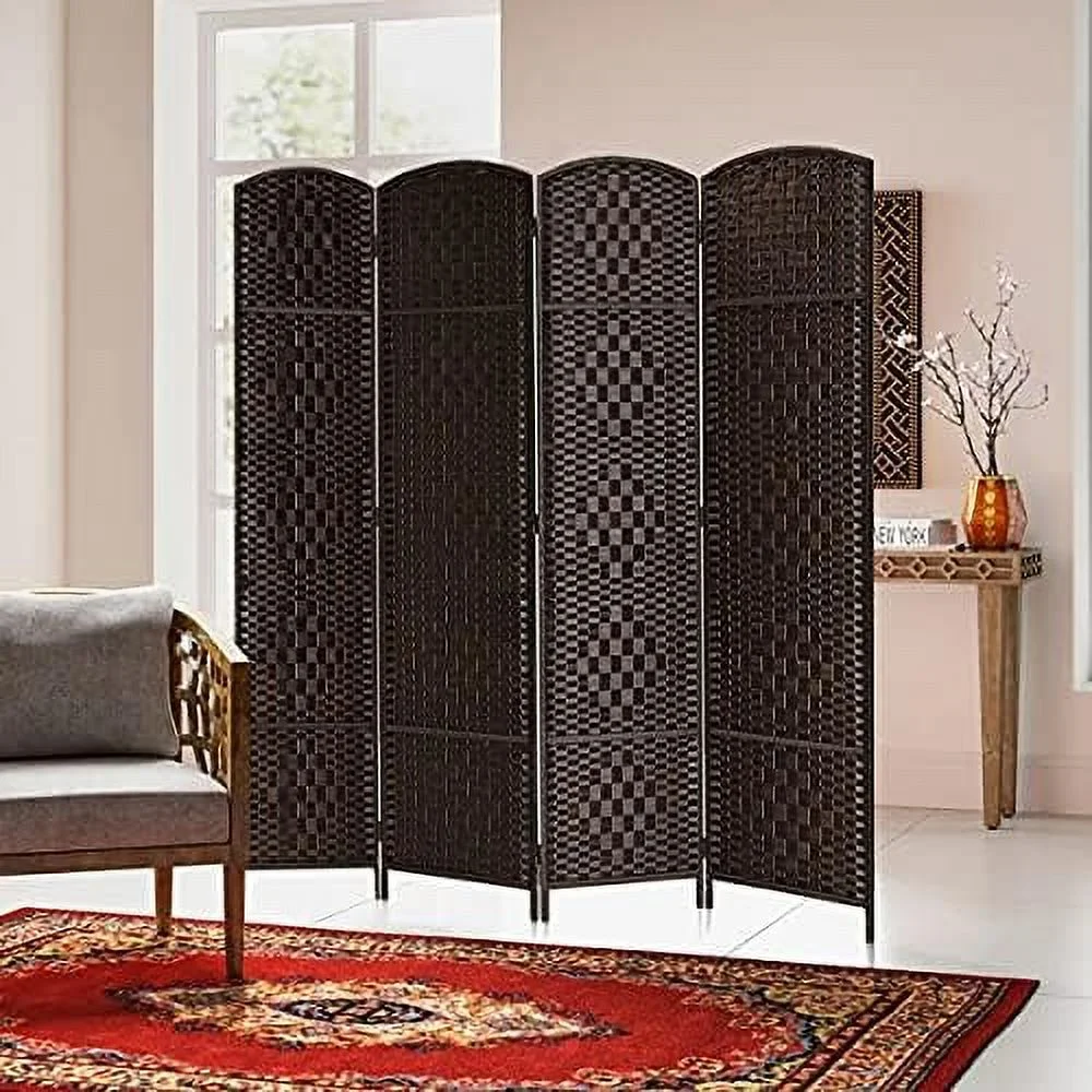 JDZHAPPYLIFE RHF 6 ft. Tall 16" Wide- Weave Fiber Room Divider Double Hinged 6 Panel Room Divider/Screen  Room Dividers and Folding Privacy Screens 6 Panel  Freestanding Room Dividers - Curated Treasures Market