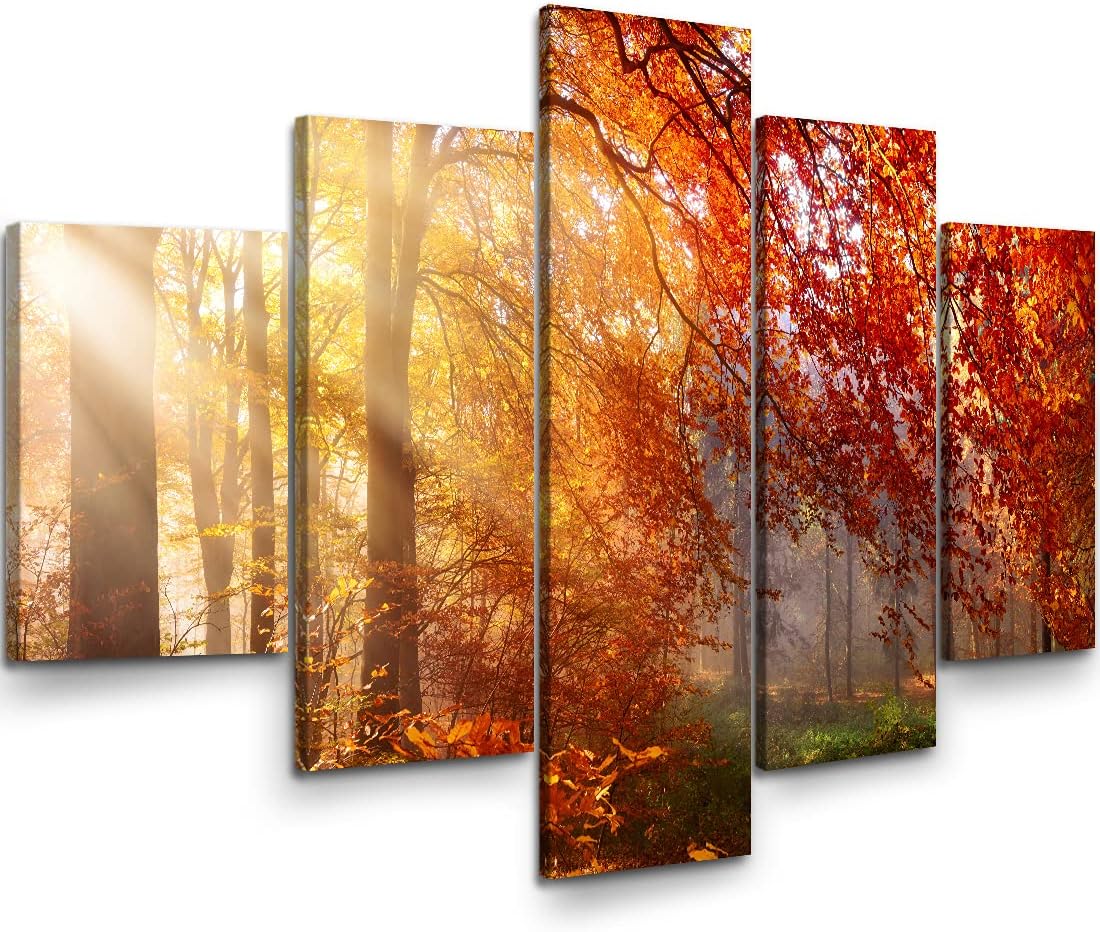 Canvas Prints Wall Art Beach Sunset Ocean Waves Nature Pictures for Living Room Office Home Decorations 5 Piece Large Modern Stretched and Framed Ready to Hang Landscape Artwork