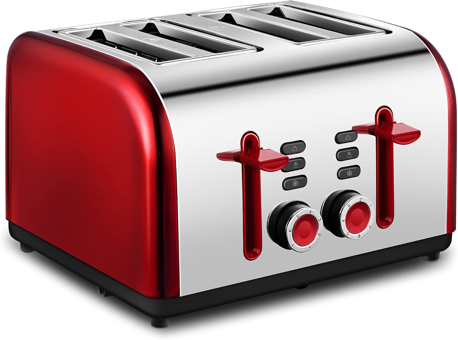 Toaster 4 Slice, CUSINAID Extra Wide Slots Black 4 Slice Toasters Stainless Steel with Reheat Defrost Cancel Function, 7-Shade Setting