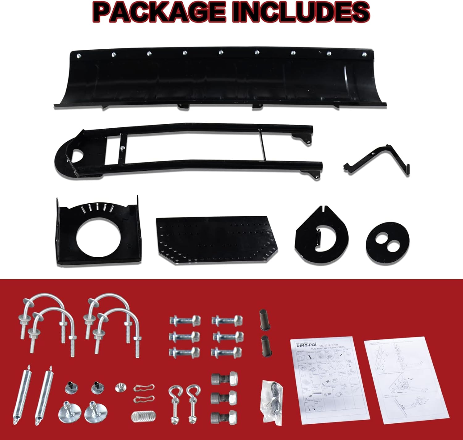 ATV Snow Plow, EBESTTECH 1PC 45 Inch Heavy Duty Universal Snow Plow Kit Adjustable for Pickup Trucks UTV ATV Arctic Cat Access Kawasaki Honda Aeon Crossland Black