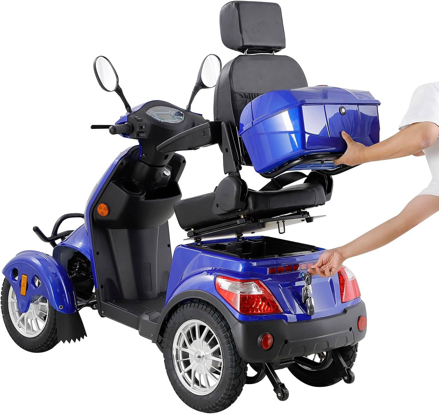 Heavy Duty Mobility Scooter, 800W 4-Wheel All Terrain Electric Vehicle, 3-Speed Adjustable, 35 Miles Range, Adjustable Seat, Rear Lockbox, 550 lbs Capacity, for Adults & Seniors, Blue