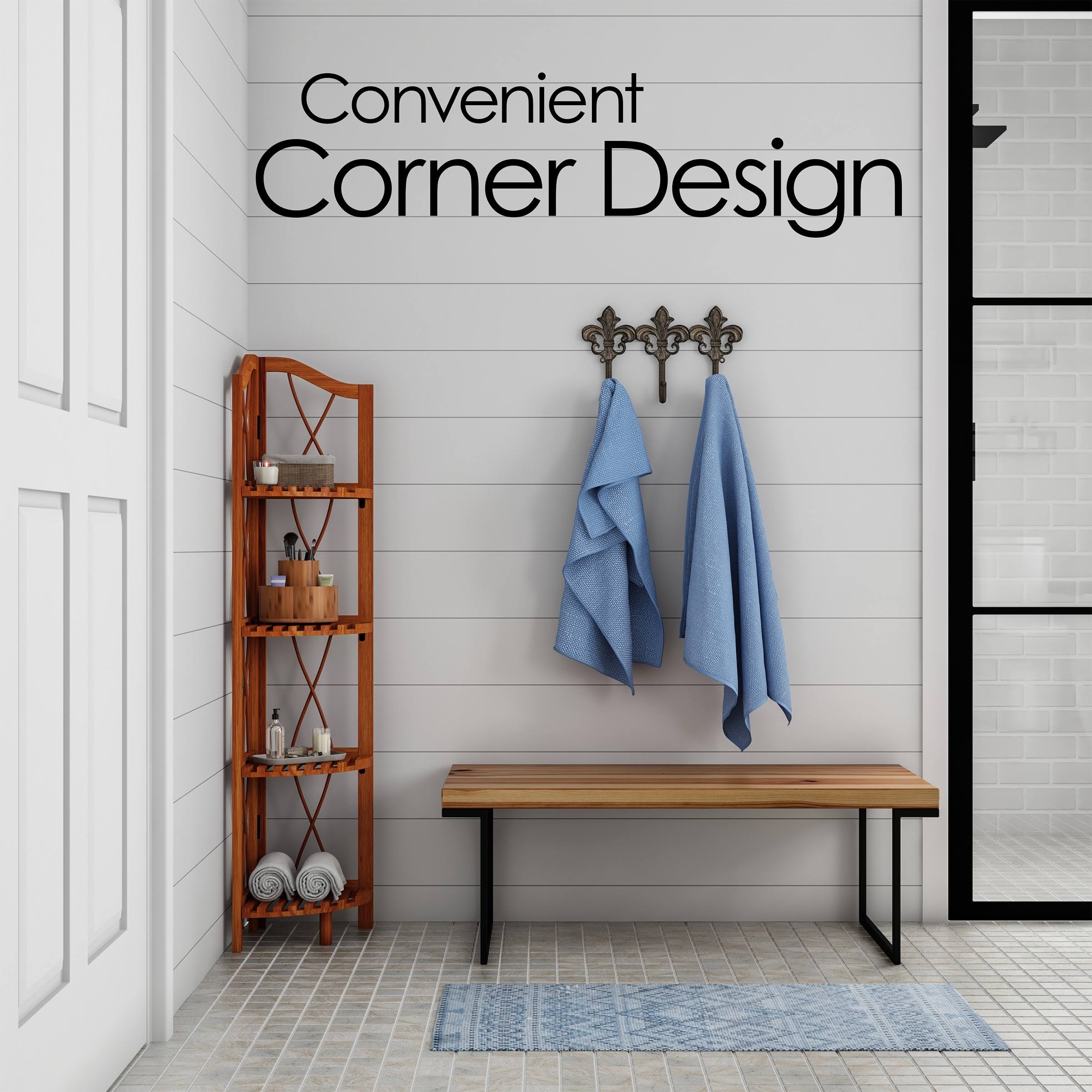 Lavish Home 4-Tier Folding Corner Bookcase