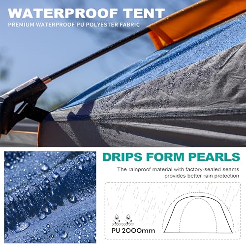 SUV Tent for Camping,Waterproof PU2000mm, Fits 5-8 People,Spacious Double Layer Design, Includes Rainfly & Storage Bag, 8FT L x 8FT W x 7.2FT H