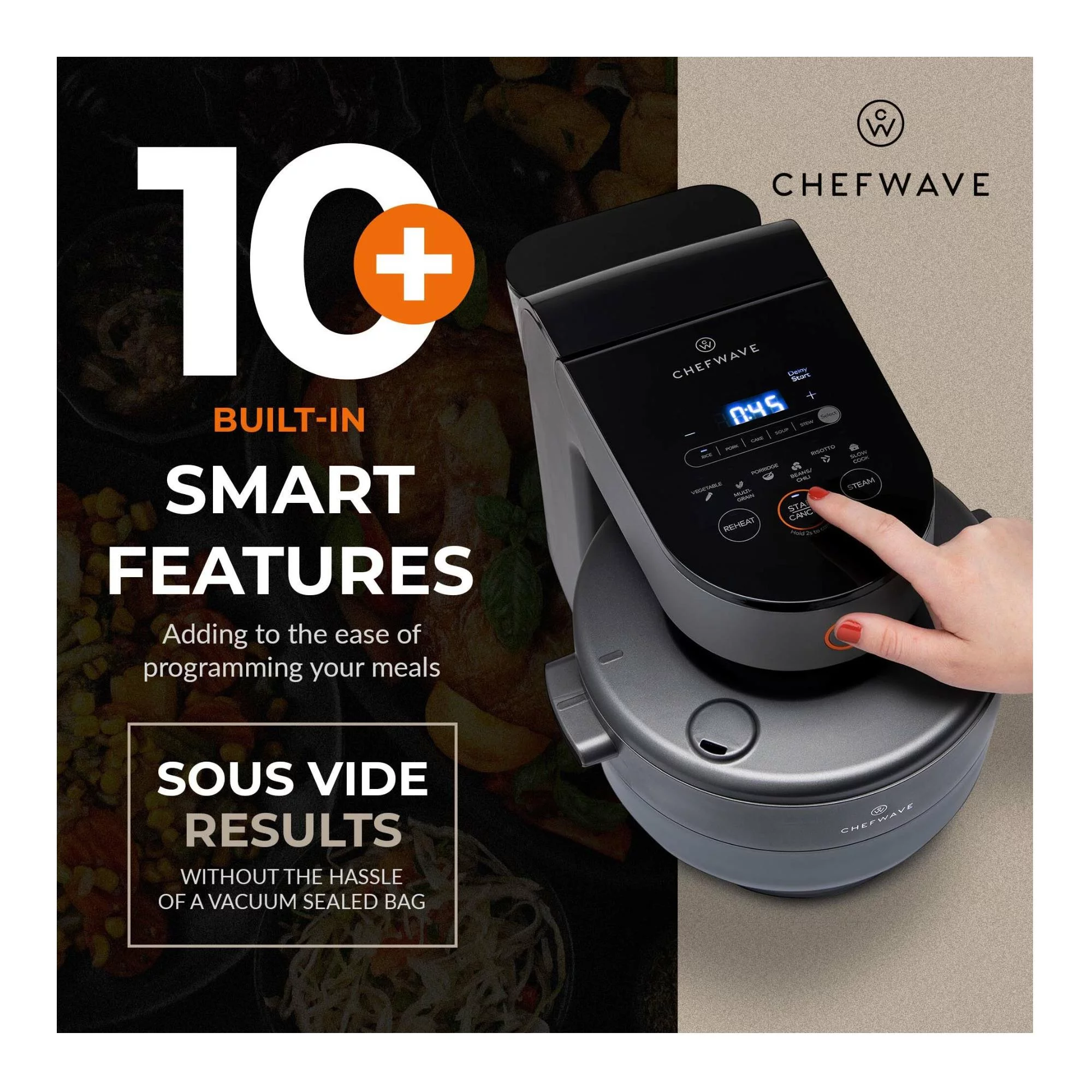 ChefWave 13-in-1 Programmable Multicooker, 4 Qt., Pressurized Steam Technology