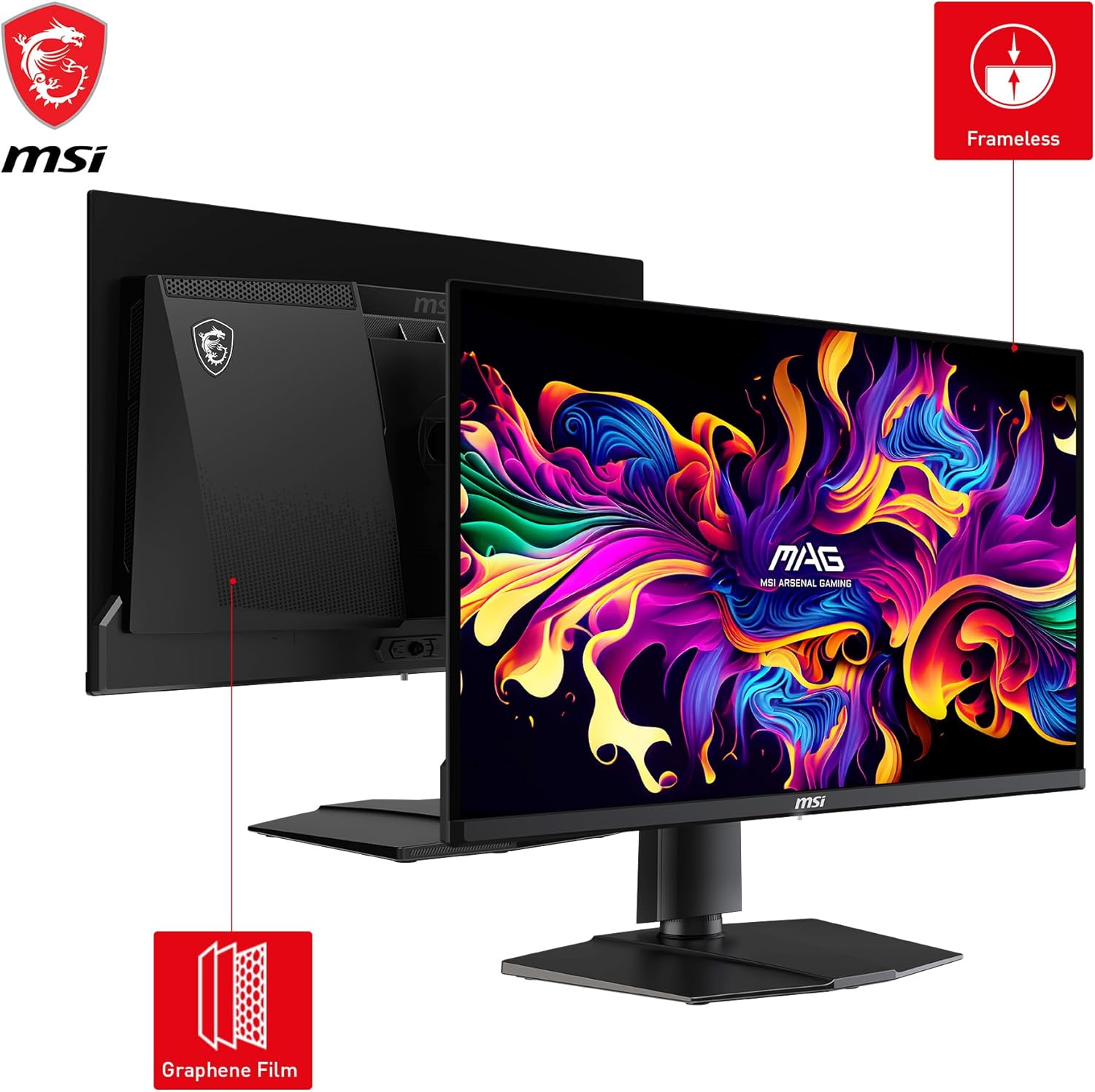 MSI MAG 271QPX QD-OLED, 27 OLED Gaming Monitor, 2560 x 1440 (QHD), OLED 0.03ms Response time, 360Hz, True Black HDR 400, HDMI, DP Port, USB Type C, Tilt, Height