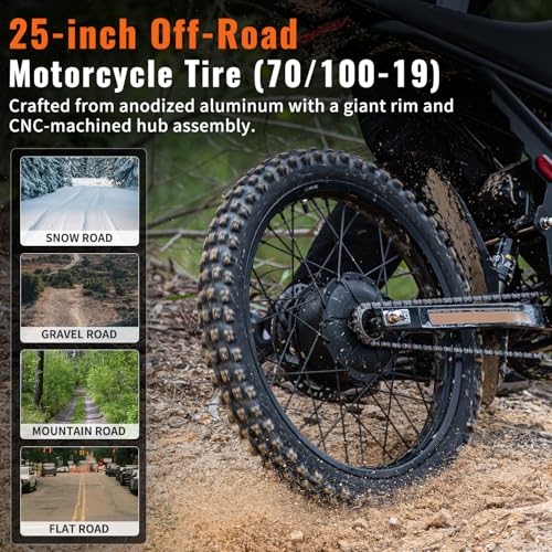 GT73 PRO/GT73 Electric Dirt Bike for Adults, 50MPH 60V 3000W / 37MPH 48V 2400W, 1747Wh/2160Wh Dual Battery Ebike Up to 85 Miles, 25" Motorcycle Tire, UL2849 All Terrain E Bike Full Suspension