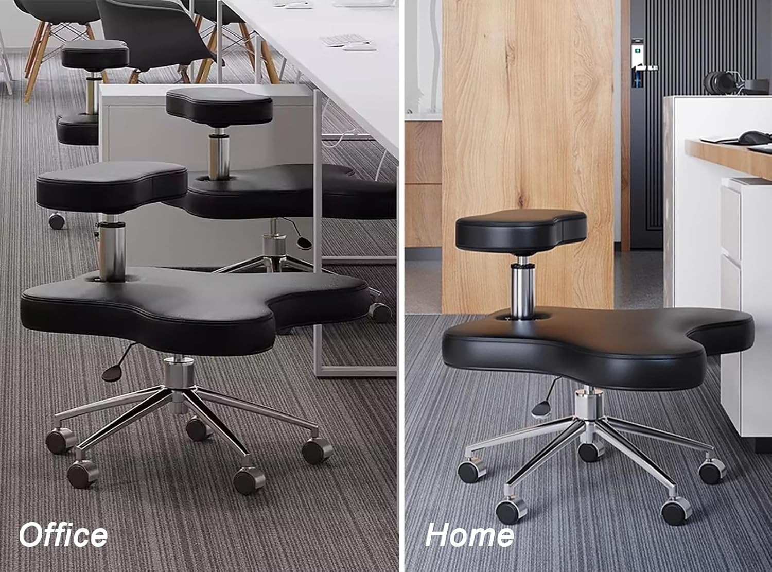 Mobile Yoga Kneeling Chair for Sitting, Armless Orthopedic Corrective Stools for Fidgety Sitters, Adjustable Computer Kneeling Stool Chairs