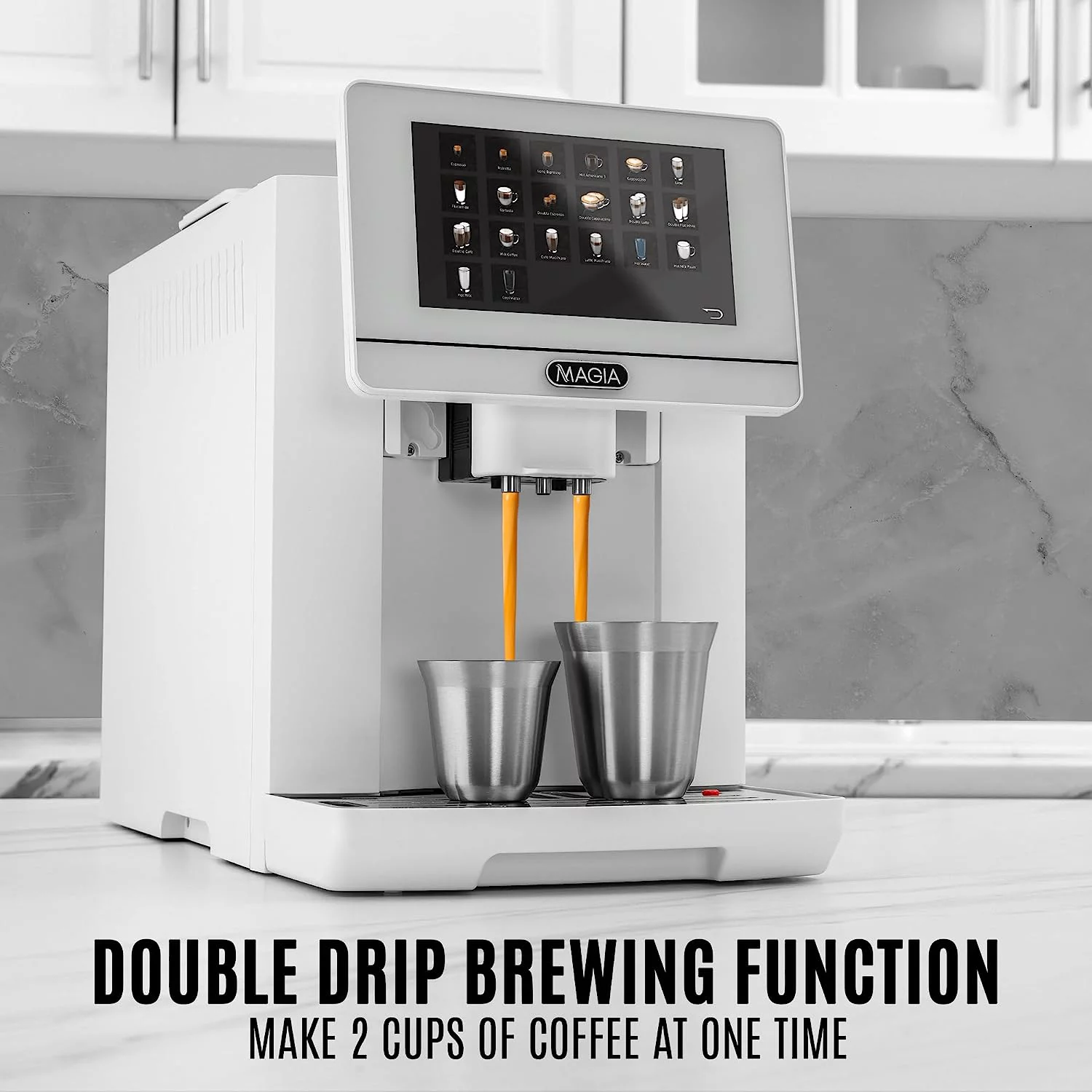 Zulay Kitchen Super Automatic Coffee Espresso Machine with Grinder and Milk Frother  - Espresso Coffee Maker - White Magia