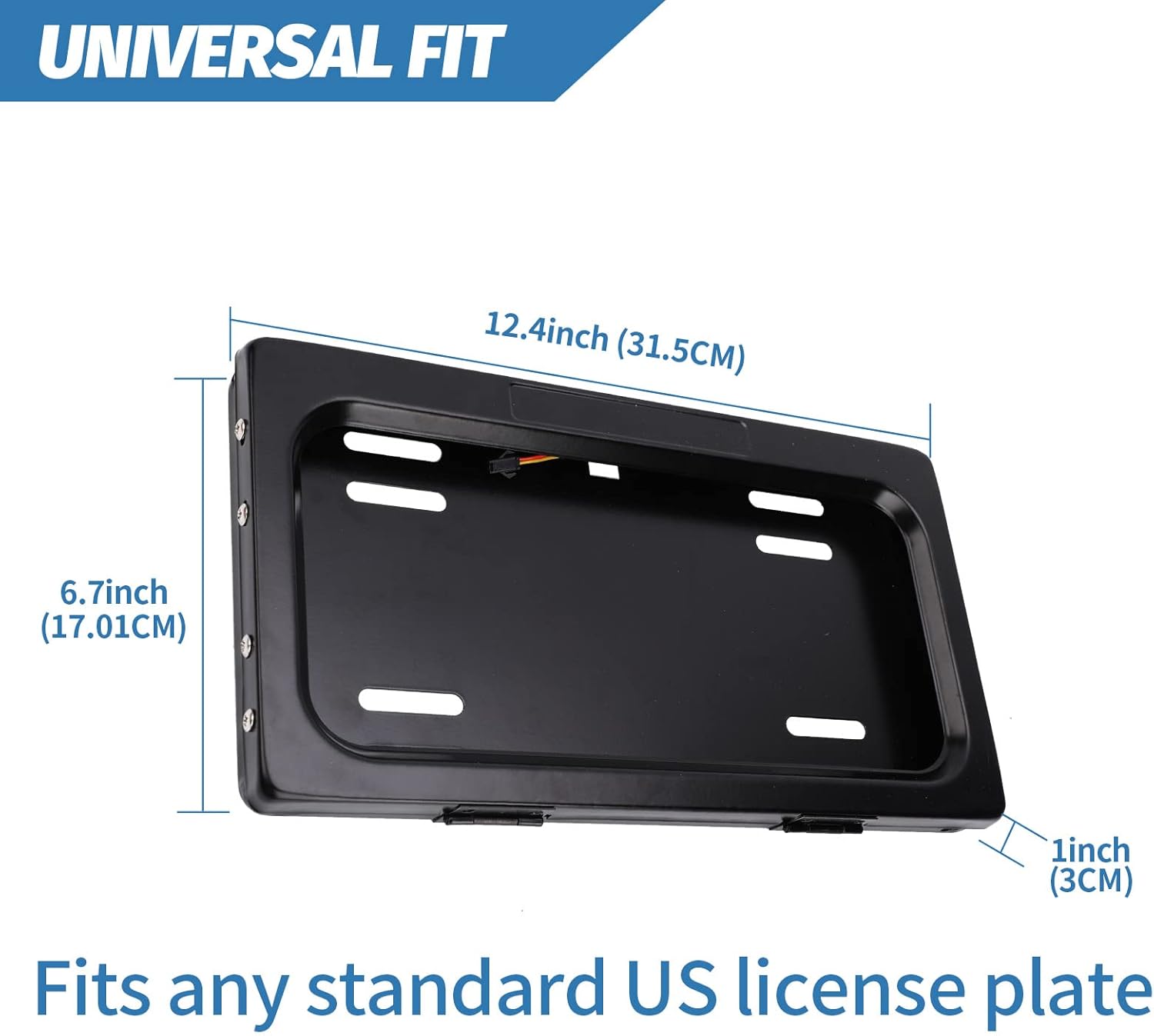 Tutor Auto Car License Plate, Electric License Plate Holder for US Universal License(Black) Pack of 2