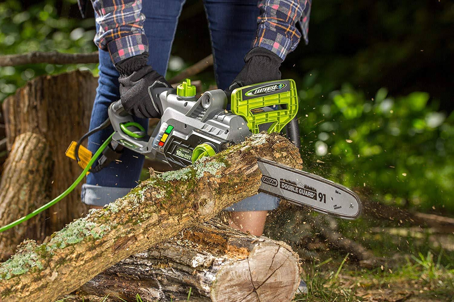 Earthwise Cs33016 Electric Chain Saw, 16-Inch, 12-Amp Corded, Green