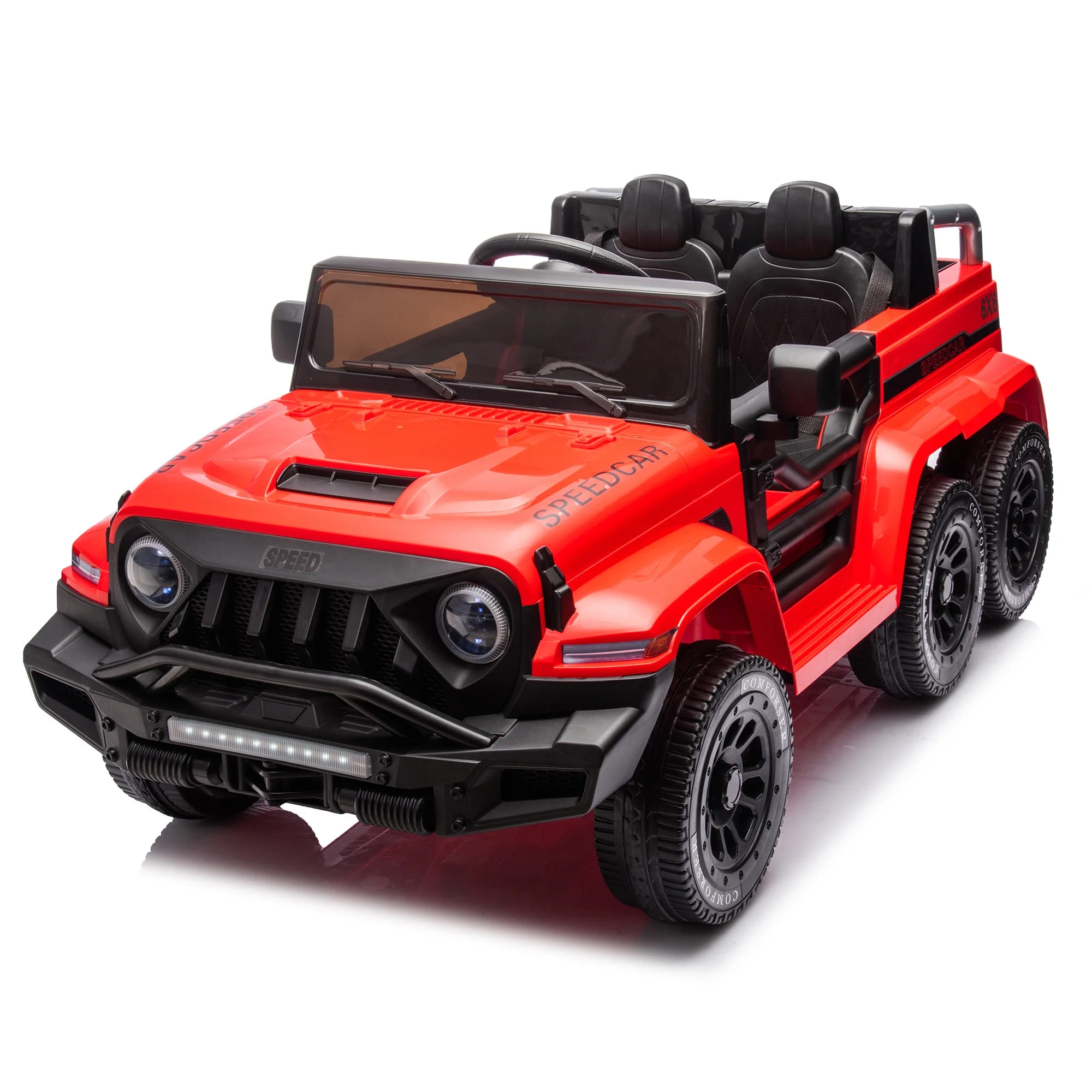 24V 4WD Ride on Car Truck w/Remote Control, Ride on Car for Kids Battery Powered, with Storage Function, Music and Lights, Five-Point Safety Belt, Rocking Chair Mode for Boys and Girls Red - Curated Treasures Market