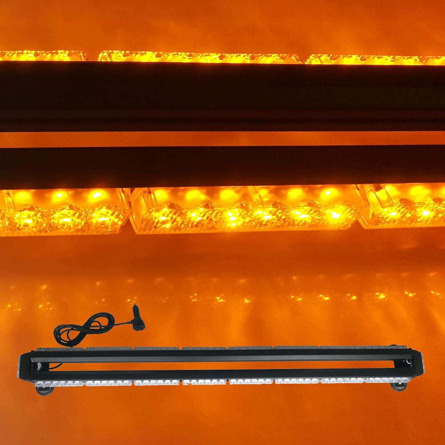 Evershine Signal 38.2 Inch 78 Led Strobe Flashing Light Bar Double Side Emergency Hazard Warning Lighting Bar with Magnetic for Car Truck Roof Safety-Amber(6-Bar)