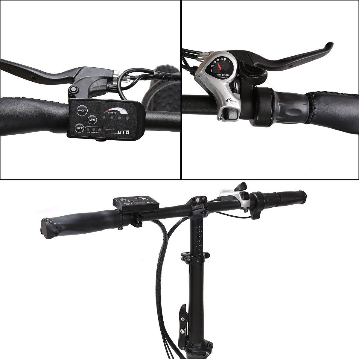 Ecotric 500W Folding Fat Tire Electric Bike Black/Blue