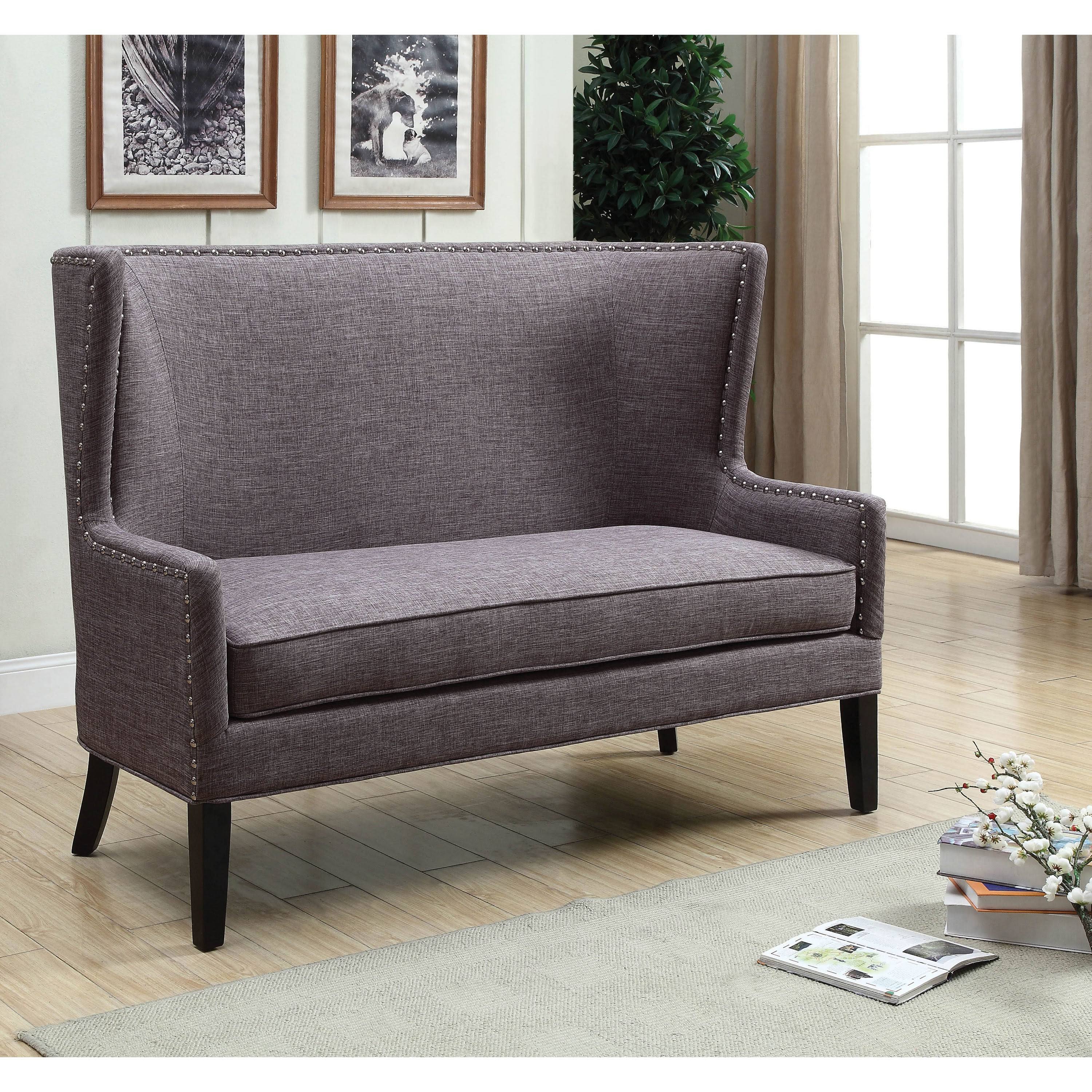 Furniture of America Fabric Wingback Loveseat with Nailhead Accents