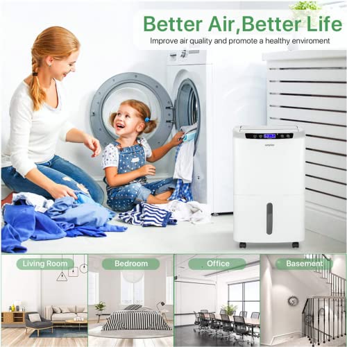Waykar Energy Star Dehumidifier for Home, Basements and Large Rooms with Drain Hose and Water Tank