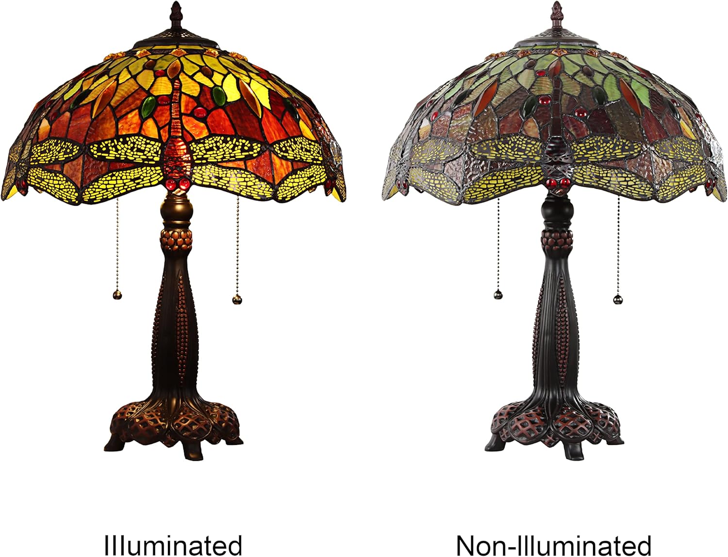Radiance Goods Tiffany-Style 2 Light Dragonfly Table Lamp 16" Shade