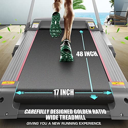 FUNMILY Treadmill with Auto Incline 13%, Foldable Treadmills for Home/Office/Gym, 300 lbs Weight Capacity, Walking Pad Running Machine with Shock Absorbent, Built-in Speaker, Smart App, LCD Display