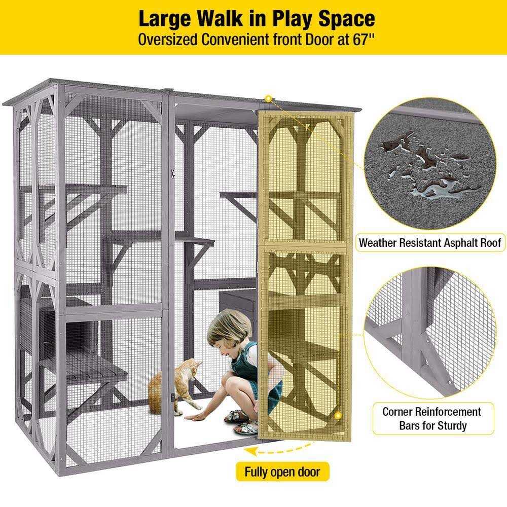 aivituvin Walk-in Extra Large Outdoor Cat Enclosure Connected To House AIR37 - Pet Supplies online store