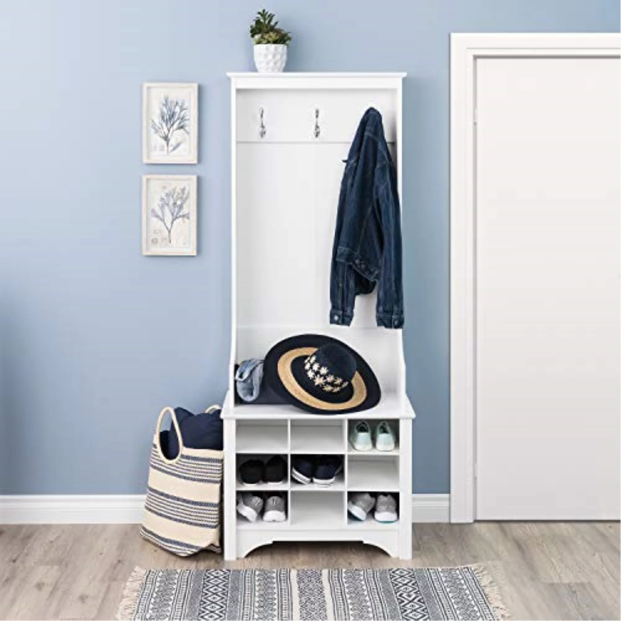 Prepac 9 Cubby 27" Hall Tree in White