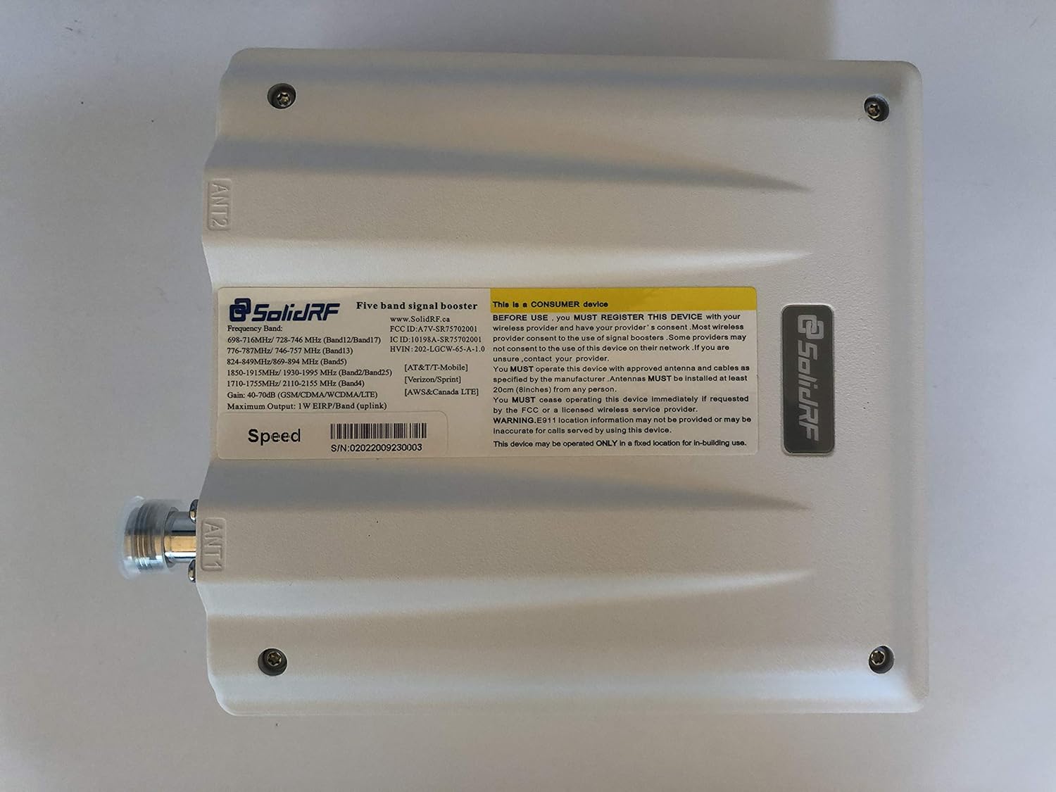 SolidRF-High Data Speed Cell Phone Signal Booster-for Home, Convenience Store, Apartment, Workshop - All U.S. Carriers - All in One On Roof Cell Booster Speed Kit Supports 4,000 sq ft (4351670779)