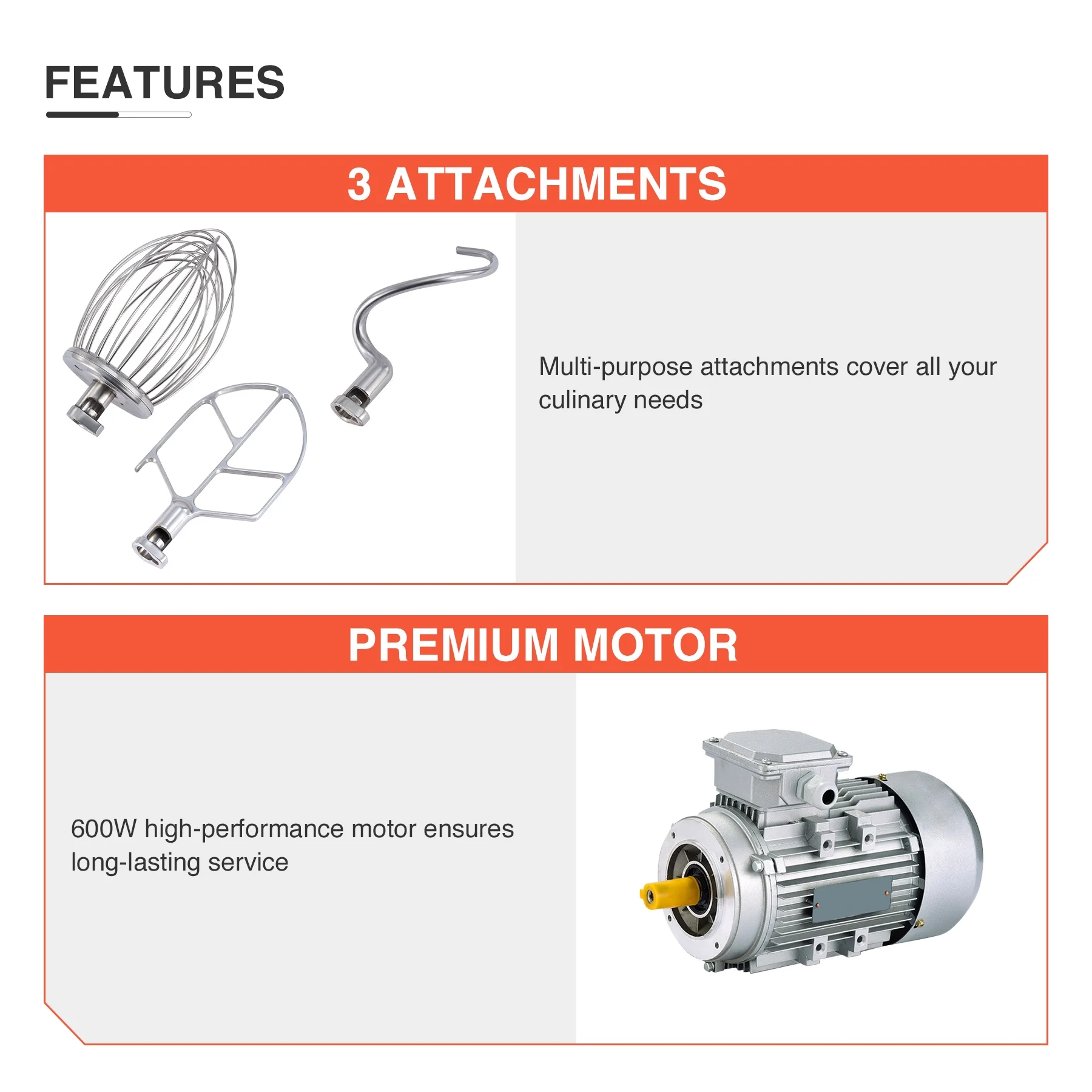 Preenex 10Qt Commercial Stand Mixer 600W Electric Food Mixing Machine with 3 Attachment