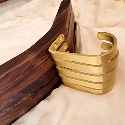 Solid Wood Hangers Brass Hooks Home Clothing Store Display Special Care Wardrobe with Black Walnut Seamless Clothes (A 5Pcs)