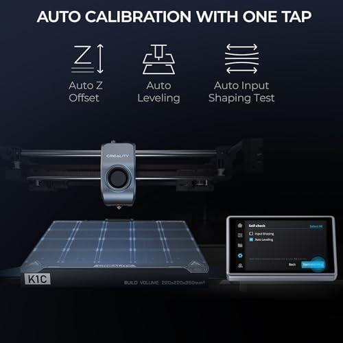 Creality K1C 3D Printer, 2024 New Version 600mm/s High-Speed Auto Leveling Clog-Free Robust Direct Extruder K1 Upgrade 3D Printer with AI Camera 300°C Printing Support Carbon Fiber Filaments