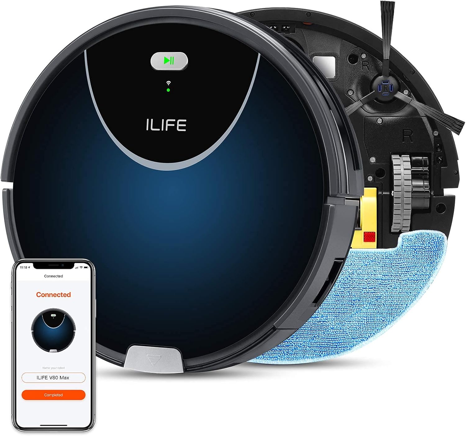 ILIFE V3s Pro Robot Vacuum Cleaner, Tangle-free Suction , Slim, Automatic Self-Charging Robotic Vacuum Cleaner, Daily Schedule Cleaning, Ideal For Pet Hair，Hard Floor and Low Pile Carpet