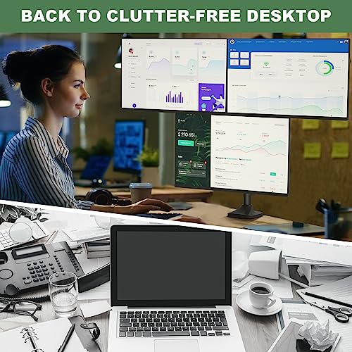 Triple Monitor Mount, 3 Monitor Desk Mount for Three Flat/Curved Computer Screens up to 27 inch, Fully Adjustable Gas Spring Triple Monitor Arms Hold up to 17.6lbs, VESA 75x75/100x100mm