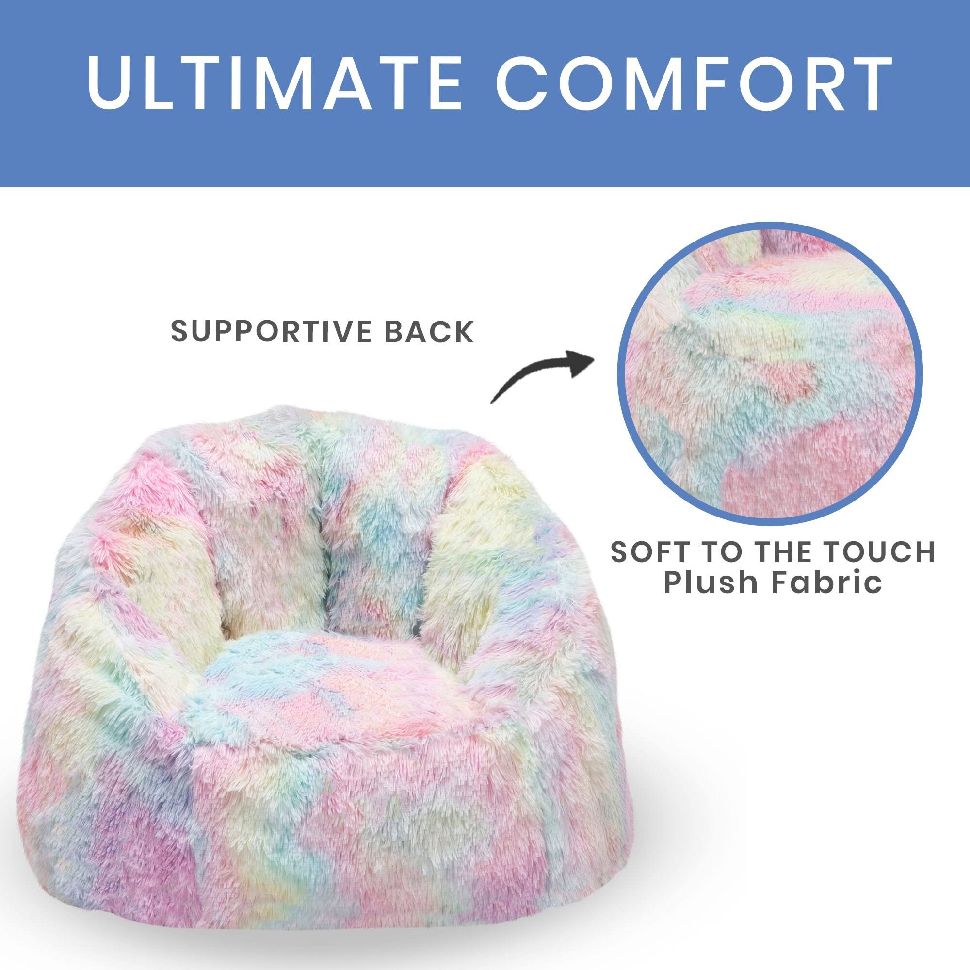 Delta Children Cozee Fluffy Chair, Kid Size for Kids Up to 10 Years Old - Tie Dye