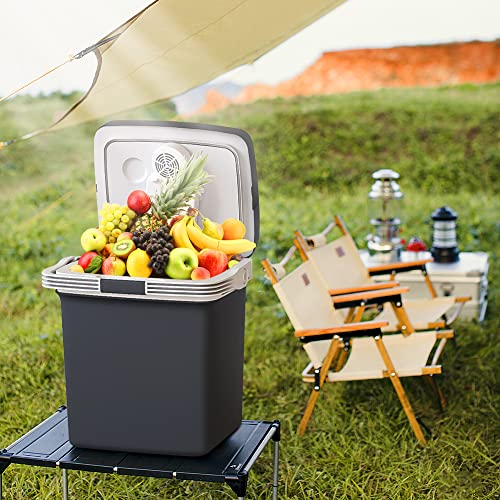 TREFAN Electric Cooler & Warmer 28 Quarts/26L Car Refrigerator 12V Car Coolers for Travel Plug in, Electric Coolers for Vehicles Truck AC/DC, Portable Refrigerator for Car, Camping, RV, Van, Boat