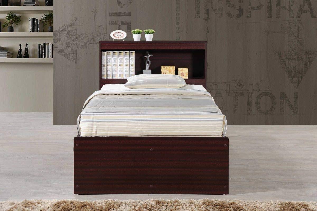 Hodedah Twin-size Captain Bed with 3-Drawers and Headboard (Mahogany)