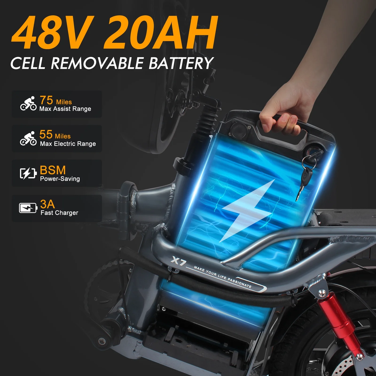 Wildeway Folding Electric Bike for Adults , 400W Motor, 48V 20AH Removable Battery, 14”Tire?City Commuter Ebike - Curated Treasures Market