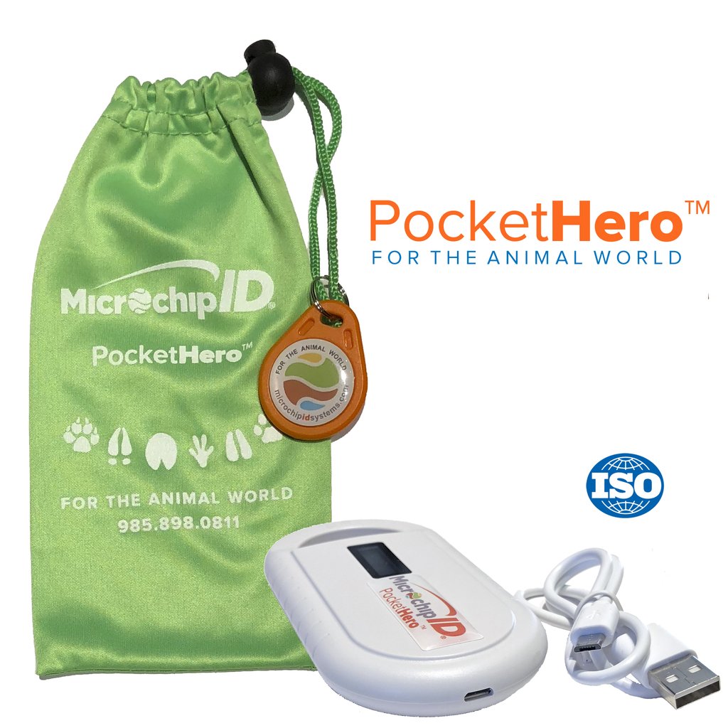 Microchip ID Systems Pocket Hero Handheld ISO Microchip Reader Scanner Green