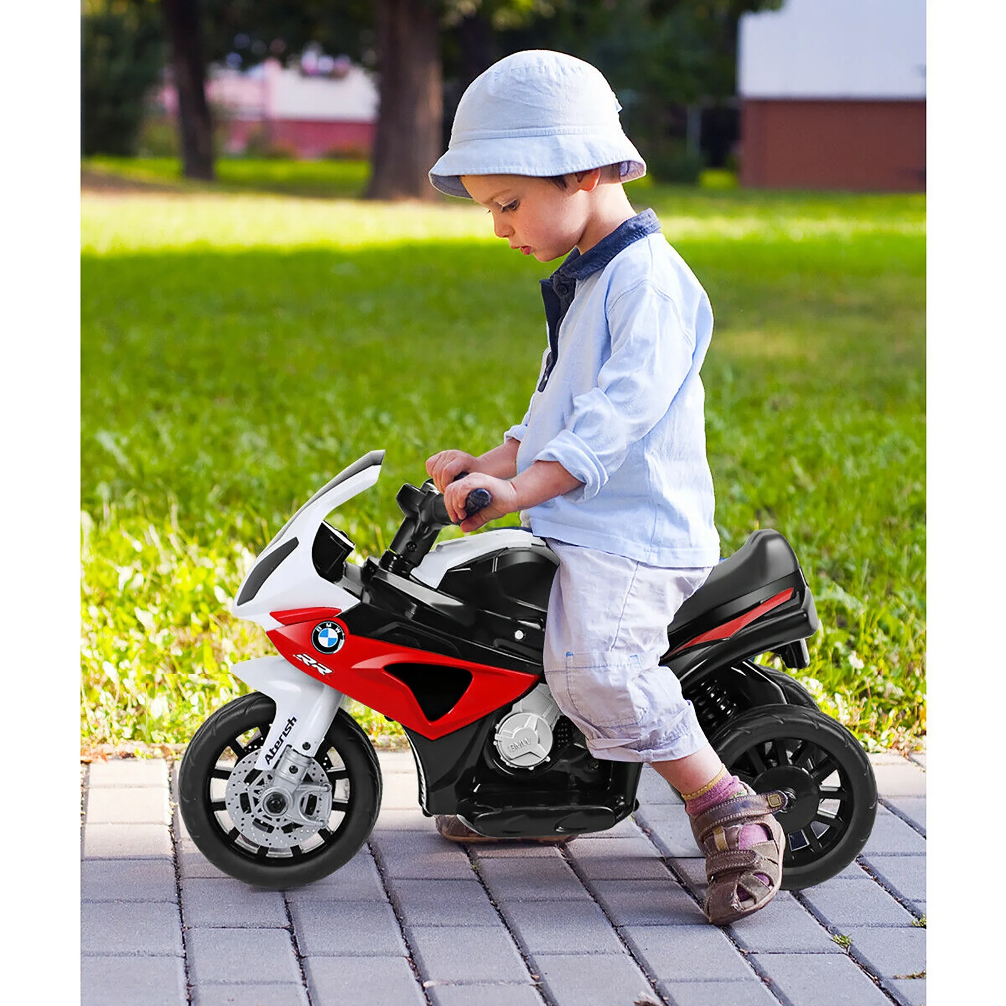 Costway Kids Ride On Motorcycle BMW Licensed 6V Electric 3 Wheels Bicycle with Music & Light (Suitable for 18-36 Months Age)