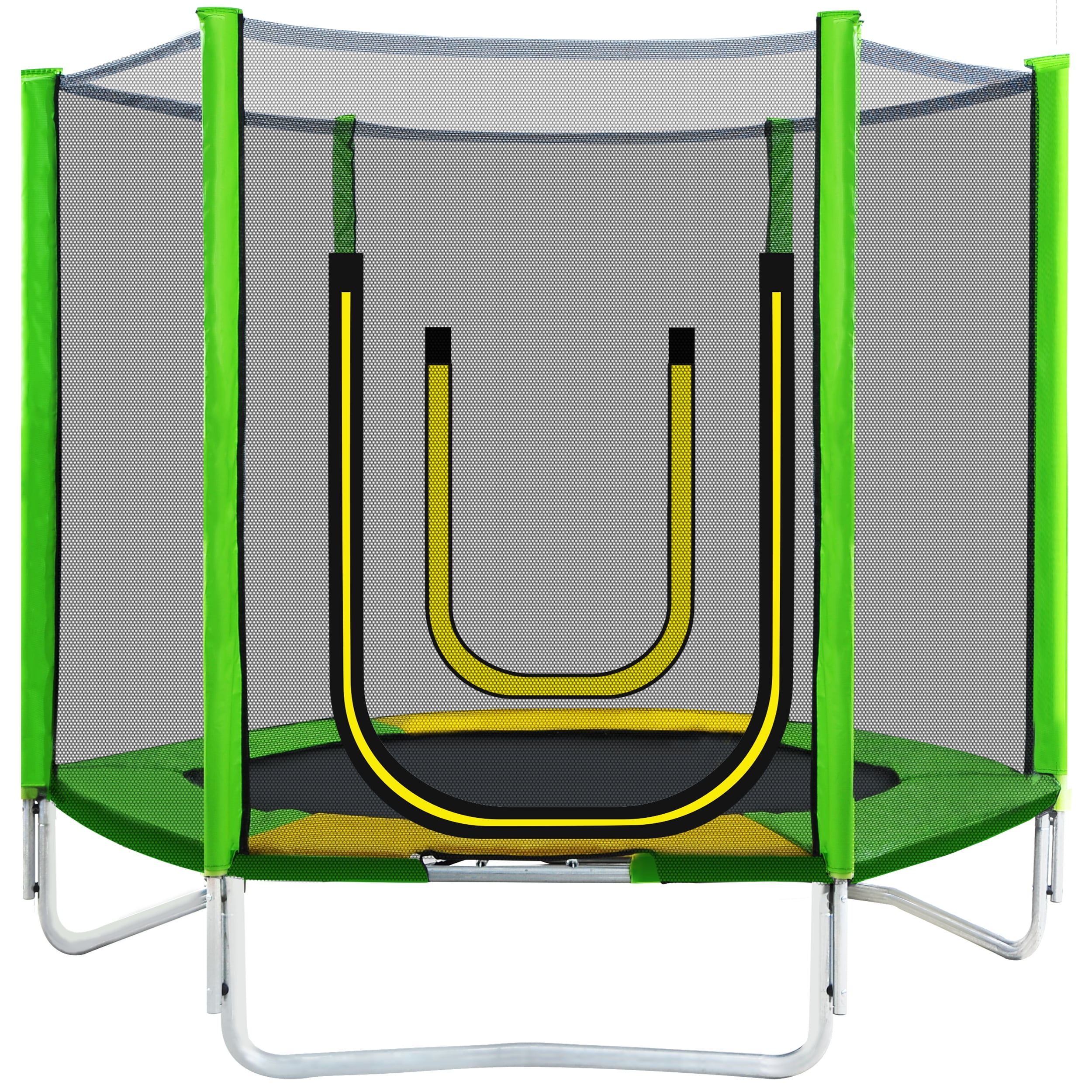 EUROCO 800LBS 7FT Kids Trampoline with Safety Enclosure Net, Indoor Outdoor Trampoline with Slide,Ladder,Spring Pad,All-Weather Trampolines (Age3-12) for 3-4 Kids, Easy Assembly Round Trampoline