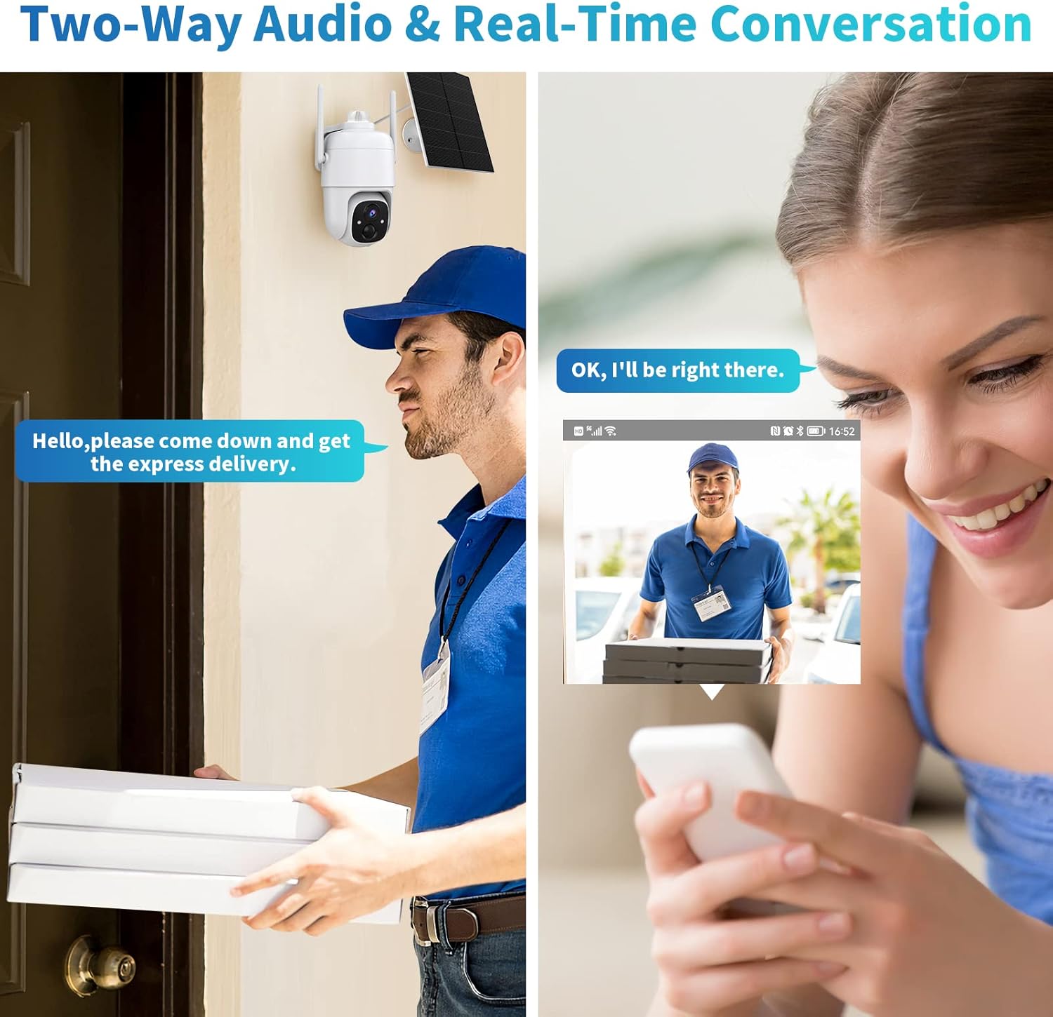 Hawkray Security Camera Wireless Outdoor, Solar Powered WiFi System/Spotlight Home Security System with Motion Detection and Siren,Pan Tilt, 2-Way Audio, PIR Motion Detection,Color Night Vision.