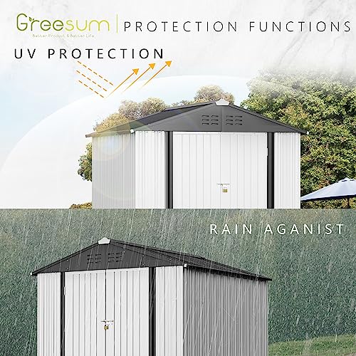 Greesum Outdoor Storage Shed 6 x 8 ft. Utility Tool Shed Metal Storage Garden Shed with Door & Lock for Patio Storage, Brown