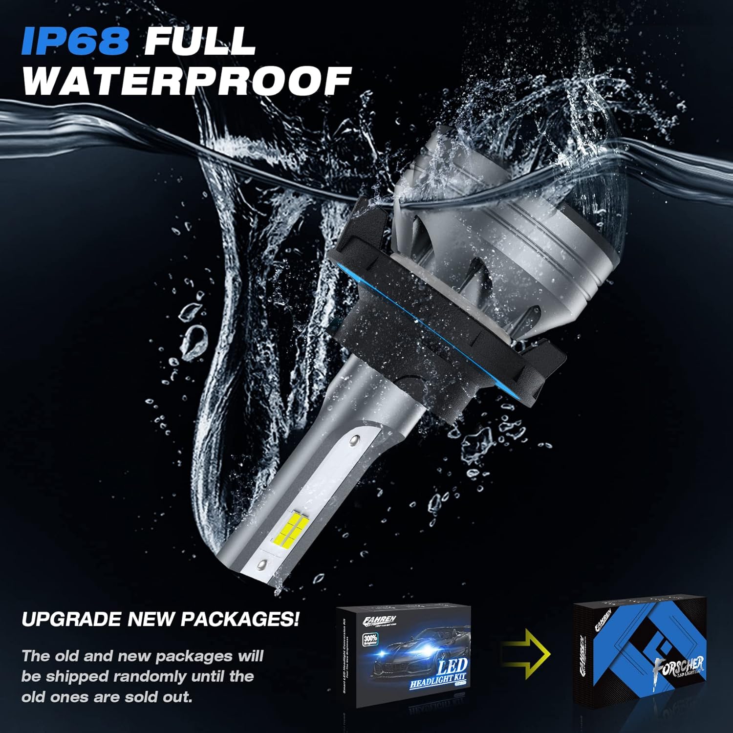 Fahren 9008/H13 LED Headlight Bulbs, 70W 14000LM Super Bright LED Headlights Conversion Kit 6500K Cool White IP68 Waterproof, Pack of 2 Pack of 2