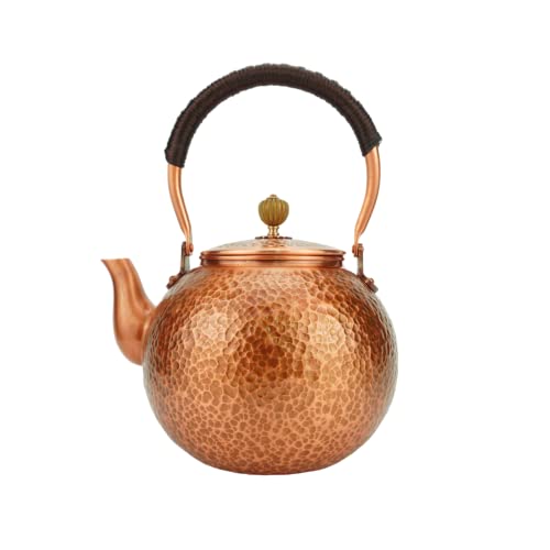 Funmaker Handmade Solid Copper Tea Pot Kettle Stovetop Teapot Thick Hammered Copper Tea Pot Kettle Stovetop Teapot Made for gasstove tops pure copper kettle