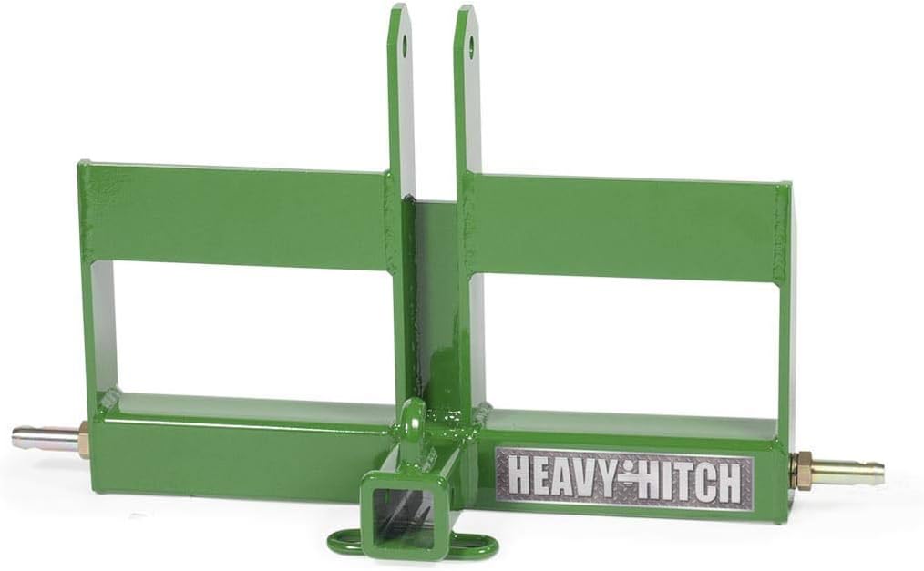 Category 1, 3 Point Hitch Receiver Drawbar with Offset Suitcase Weight Bracket - Green
