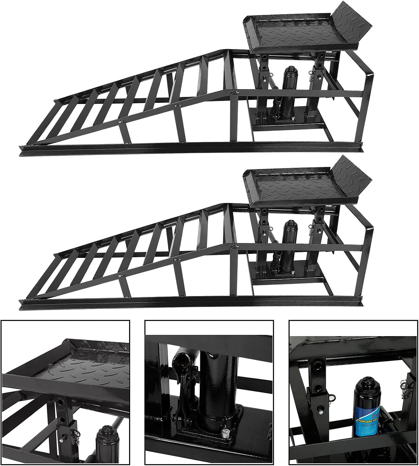 TYFYB 2 Pack Black 10000lbs Capacity Low Profile Car Lift Service Ramps Truck Trailer Garage Automotive Hydraulic Lift Repair Frame Lift Height Hydraulic Vehicle Ramps, CY0665