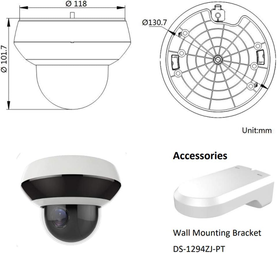 Hikvision 4MP POE Mini PTZ IP Camera DS-2DE2A404IW-DE3,Pan/Tilt/2.8mm~12mm 4X Optical Zoom，Smart IR Night Vision，Audio/Alram Interface， H.265+, Upgrade Version for DS-2DE3304W-DE
