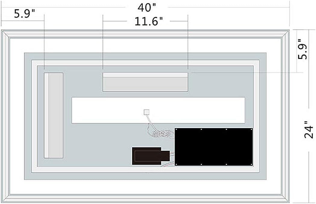 BHBL 60 x 36 Inch Illuminated LED Bathroom Mirror with Smart Button, Anti Fog, Dimmable, Bluetooth Speakers, Vertical & Horizontal Mount, Hotel Office Bar Mirror (D224-6036A)