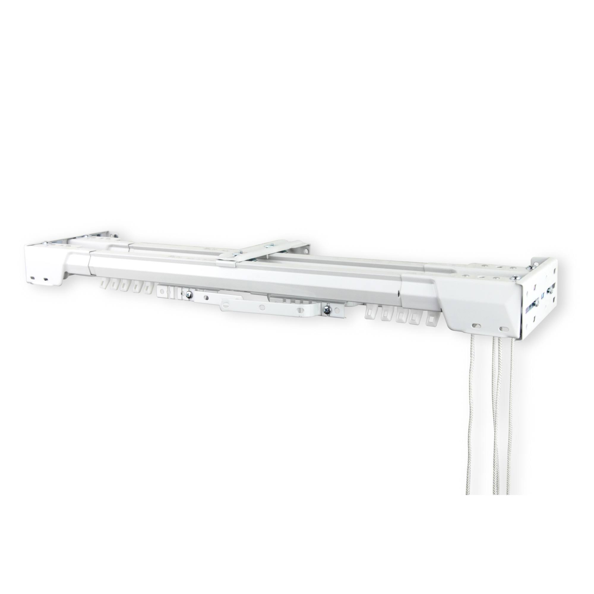Astamoda White Heavy Duty Double Traverse Rod - Center Open 66-120x22