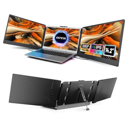 Laptop Screen Extender, 15.6" Portable Monitor for Laptop with 120% sRGB, FHD IPS & USB to HDMI Hub & 235° Rotation, Triple Monitor Extender Plug & Play Fits for All Laptops (Mac/Win/Android)
