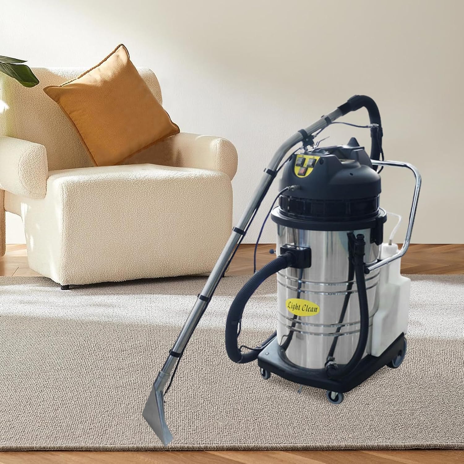 3 in 1 Commercial Carpet Extractor Cleaning Machine, Carpet Deep Cleaner 60L Cleaning Machine, 360° swiveling wheels, Use for Sofas Curtains Floor Home Hotel