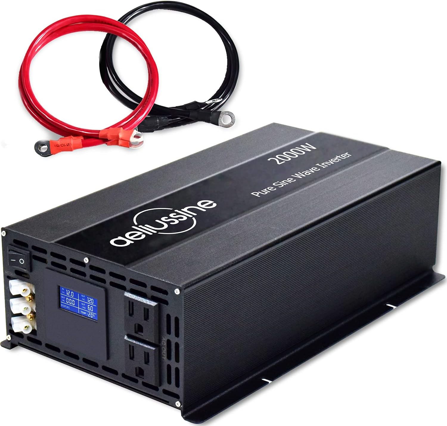aeliussine 2000w Inverter Pure Sine Wave Power Inverter 48v dc to ac 110v 120v with Hardwire Terminal, LCD Display, for Car RV, Truck, Yacht, and Off Grid Solar Power System (2000w 48v)