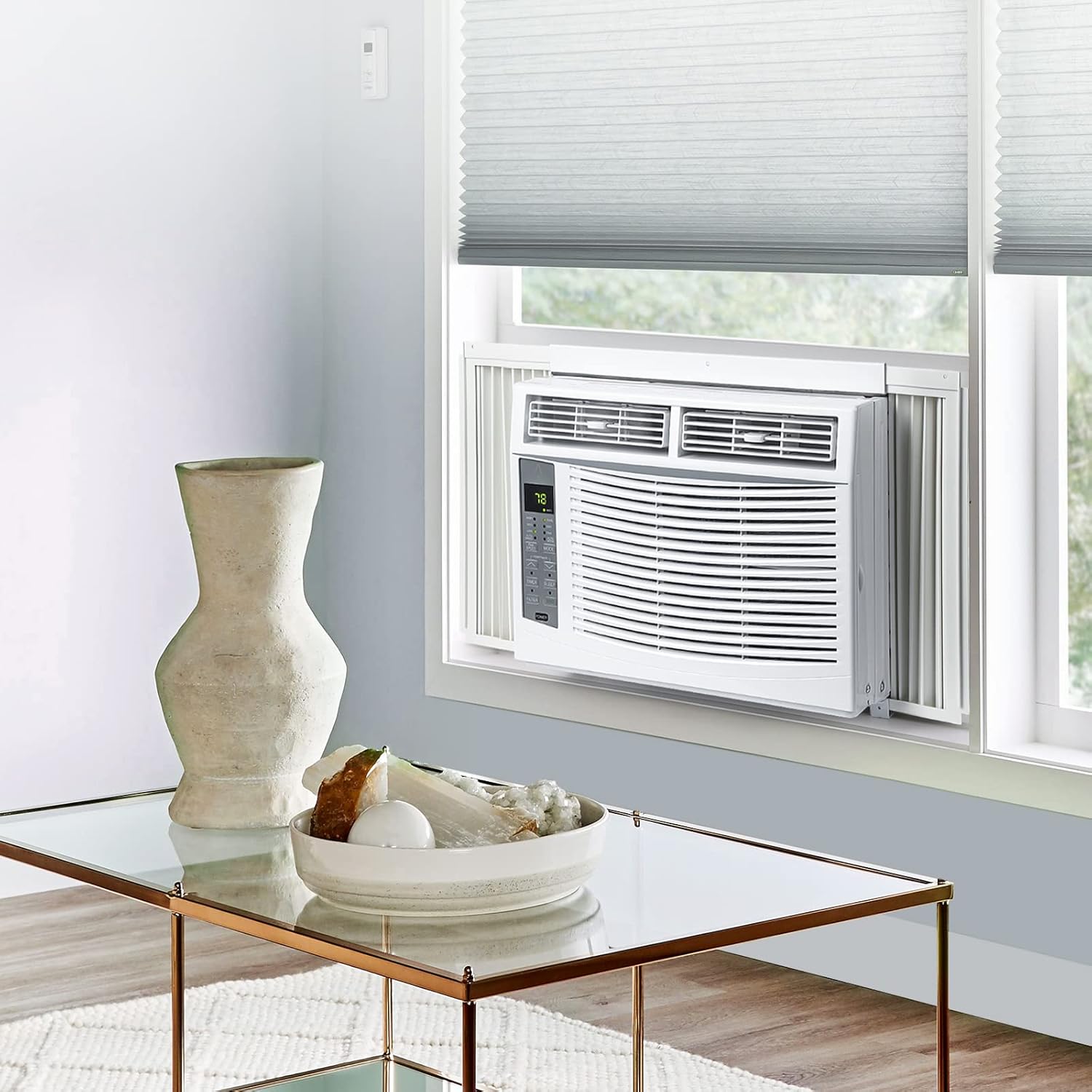 6,000 BTU Window Air Conditioner, Cools 250 Sq.Ft.,with Remote/App Control and Dehumidify Function, 3 Fan Speeds, Easy Install Kit,Energy Efficient Window-Mounted Room Air Conditioner, White